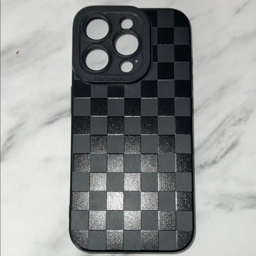 Black Textured Checkered Plastic IPhone 15 Pro Case